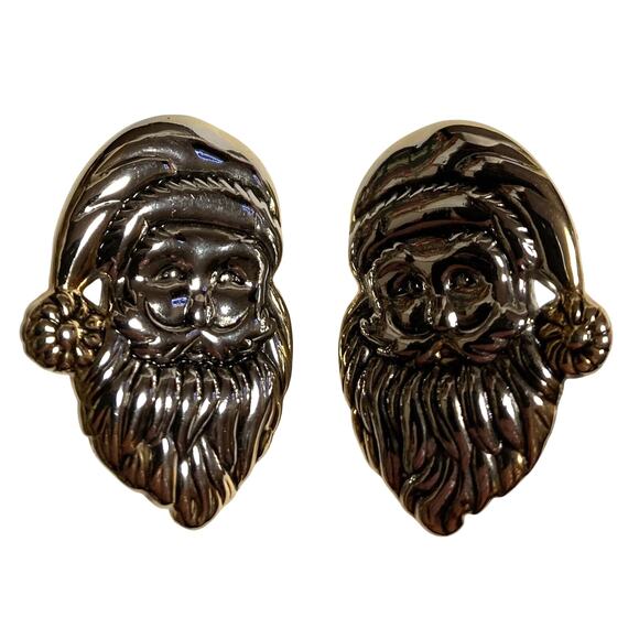 Vtg Women’s Clip On Santa Christmas Earrings Comfort Ear Pads 1.375 Inches Long - Picture 2 of 7